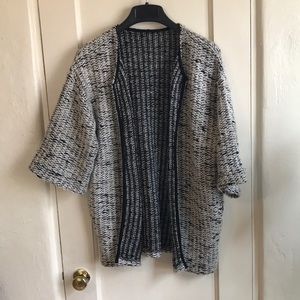 Black and white knit kimono